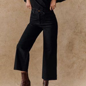 Sezane Le Crop Wide Leg Jean Black 30